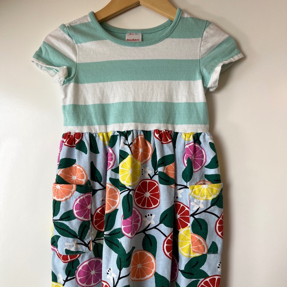 Never worn, Hanna Andersson Playdress, Citrus print, pockets